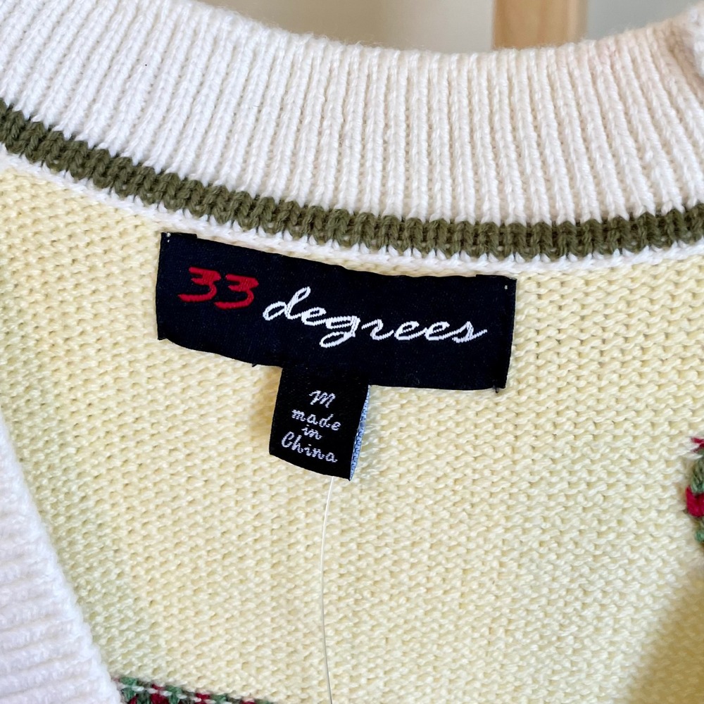 33 Degrees Women Tomato Sweet & Tangy Graphic Oversized Knit Cardigan Cream M - Picture 4 of 7
